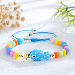 Geflochtene Armbänder aus Porzellanperlen im Ozean-Stil mit Fischmotiven&nbsp;LS-YA5775