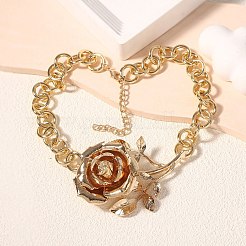 Legierung 3d Rose Blume Anhänger Halsketten für Frauen&nbsp;FS-WGF63B9-01