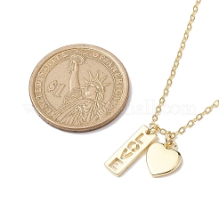 Collier pendentif coeur et rectangle en laiton pour la saint-valentin avec mot amour&nbsp;NJEW-JN04700