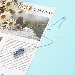 Bouteille de souhait en alliage et verre avec colliers pendentifs en pierres précieuses naturelles mélangées&nbsp;NJEW-JN03623