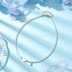 Colliers avec pendentif en forme de lettre en laiton&nbsp;NJEW-JN04771-05