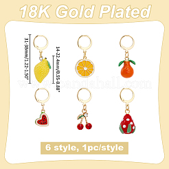 6 Stück 6 Stile Legierung Emaille Strass mit Harz Obst Schuh Charms&nbsp;HJEW-ME00070
