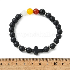Braccialetti elasticizzati da donna con perline di turchese sintetico&nbsp;BJEW-JB14051-01
