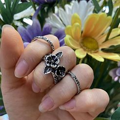 3 anello impilabile in ottone con fiore per donna&nbsp;FS-WG45278-01