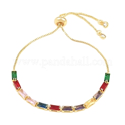 Bracciali scorrevoli rettangolari in ottone con micro pavé di zirconi cubici&nbsp;KK-A305-02G-06