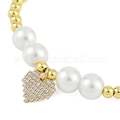Bracciali elastici in ottone placcato a cremagliera con zirconi cubici per donna&nbsp;BJEW-D047-02G-01