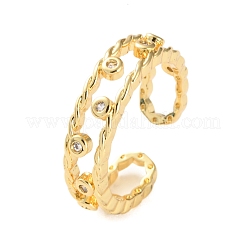 Anelli aperti da donna con micro pavé di zirconi cubici in ottone placcato a cremagliera&nbsp;RJEW-U026-03G-01
