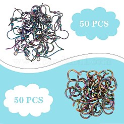 100pcs 2 crochets de boucle d'oreille de style et anneaux de saut ouverts&nbsp;STAS-SZ0001-73