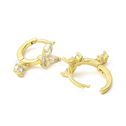 Pendientes de aro colgantes de latón chapado en oro real de 18k con forma de mariposa&nbsp;EJEW-L270-11G-01