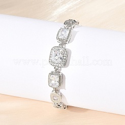 Bracelets à maillons rectangulaires et ovales en laiton avec micro pavé de zircons cubiques&nbsp;KK-R217-36P