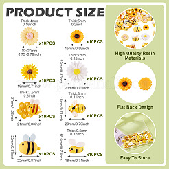 80 Stück 8 Stile Harz Cabochons Bienen & Blume&nbsp;RESI-TA0004-24