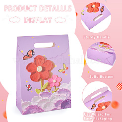 6 Stück 2 Stile Rechteckige Geschenktüten aus Papier mit Blumendruck und Lochgriffen&nbsp;ABAG-TA0001-54