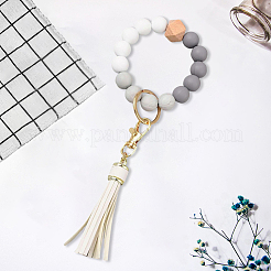 1 llavero de silicona con cuentas redondas para la muñeca.&nbsp;AJEW-CL0001-11A