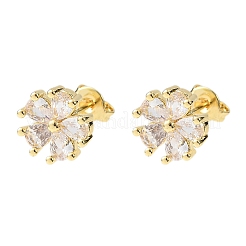 Boucles d'oreilles en laiton avec zircons cubiques à micro-pavés&nbsp;EJEW-H174-01B-G