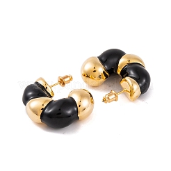 Aretes de esmalte de latón en forma de C para mujer&nbsp;EJEW-G391-19G-02