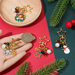 4 pièce 4 styles thème de Noël alliage émail avec décorations pendentif en perles de verre&nbsp;HJEW-SC0002-75