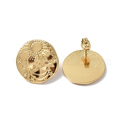 Boucles d'oreilles à tige en acier inoxydable 304 plaqué ion (IP) en forme de soleil et de lune pour femmes&nbsp;EJEW-F300-06G