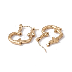 Placcatura ionica (ip) 304 orecchini a cerchio a forma di cuore con freccia in acciaio inossidabile per donna&nbsp;EJEW-E199-06G