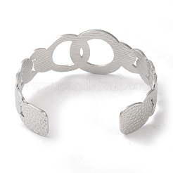 Bracelets manchettes ouverts texturés en acier inoxydable 304 anti-ternissement pour femmes&nbsp;BJEW-I315-03P