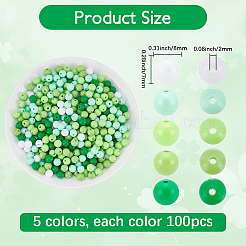 500pcs 5 couleurs perles acryliques opaques&nbsp;MACR-SP0002-33A