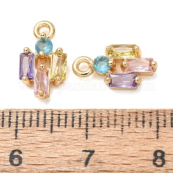 Breloques en laiton pavées de zirconiums cubiques colorés&nbsp;CU-K002-03G