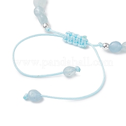 Braccialetti di perline intrecciate con perline di acquamarina naturale e turchese sintetico&nbsp;BJEW-JB13275-01