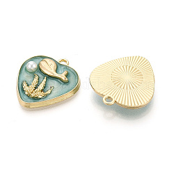 Pendentifs en alliage plaqué émail et ABS imitation perle&nbsp;ENAM-T091-57A