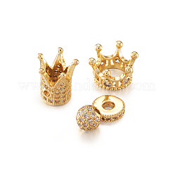 Messing Micro Pave klare Zirkonia Perlen&nbsp;ZIRC-TA0001-10G