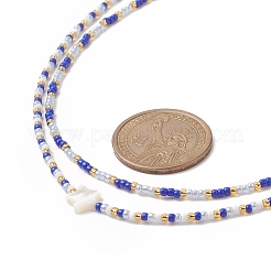 Set di collane di perline di semi di vetro e stella di conchiglia naturale in stile 2 pz 2 per donna&nbsp;NJEW-JN04245