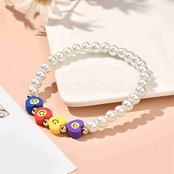 Bracciale elasticizzato con perle di vetro rotonde per ragazze adolescenti&nbsp;BJEW-JB07075