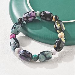 Stretch-Armbänder aus natürlichen Feuer-Crackle-Achatperlen&nbsp;G-P570-01C