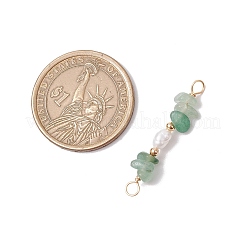 Natürlicher grüner Aventurin-Chip & natürliche Süßwasser-Zuchtperlen-Reisperlen-Verbindungsanhänger&nbsp;PALLOY-JF03707-05