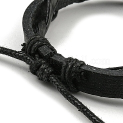 Verstellbare Armbänder aus PU-Leder und gewachster geflochtener Kordel&nbsp;BJEW-F468-15