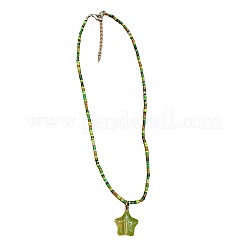 Colliers en perles de verre et pendentif étoile en résine pour femmes&nbsp;FS-WGF504C-03