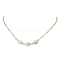 Collier pendentif en perles rondes de larimar naturel&nbsp;NJEW-JN06609