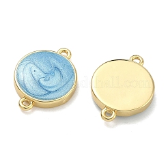 Ciondoli connettori a maglie tonde piatte in ottone smaltato&nbsp;KK-D229-06G-01