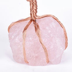Puces en fluorite naturel et décorations sur socle en quartz rose&nbsp;G-S282-04