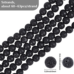 5 Strang natürliche Lavastein-Rundperlen&nbsp;G-LT0001-02C-02