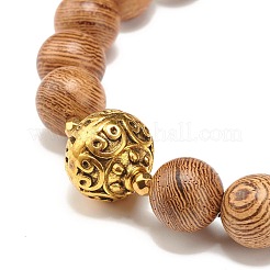 Bracelet extensible en perles rondes en bois naturel&nbsp;BJEW-JB07130