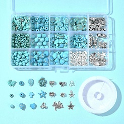 DIY-Kits zur Herstellung von Armbändern aus synthetischen türkisfarbenen Perlen mit gemischten Formen&nbsp;DIY-FS0007-53