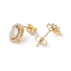 Aretes ovalados con circonitas cúbicas y rhinestone&nbsp;EJEW-A080-05M-G