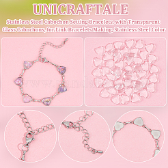 Armbänder mit Herz-Cabochonfassung aus 304 Edelstahl&nbsp;BJEW-AB00011