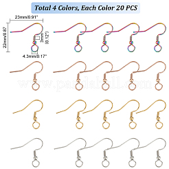 80 pieza de ganchos para pendientes de acero inoxidable 304 de 4 colores&nbsp;STAS-UN0054-22