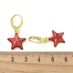 Messing-Emaille-Klappohrringe für Damen&nbsp;EJEW-U032-02G