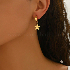 Pendientes de aro con estrella de acero inoxidable&nbsp;TM6235