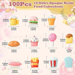 100 Stück 10 Stile undurchsichtige Cabochons aus Kunstharzimitat in Lebensmitteln&nbsp;RESI-CJ0003-64