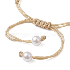 Braccialetti di perline intrecciate con perle sintetiche in plastica ABS regolabili per donna&nbsp;BJEW-JB11871-03