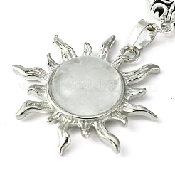 Schlüsselanhänger mit Sonnenanhänger aus natürlichem Quarzkristall und Messing&nbsp;G-Z033-03P-02