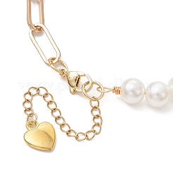 Braccialetti a catena con graffetta in acrilico e ferro con perle finte&nbsp;BJEW-JB10393