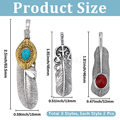6 pz 3 stili pendenti in lega di stile tibetano&nbsp;FIND-GF0009-11